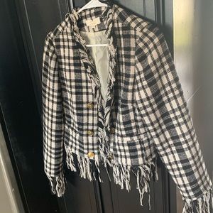 Black and white flannel blazer